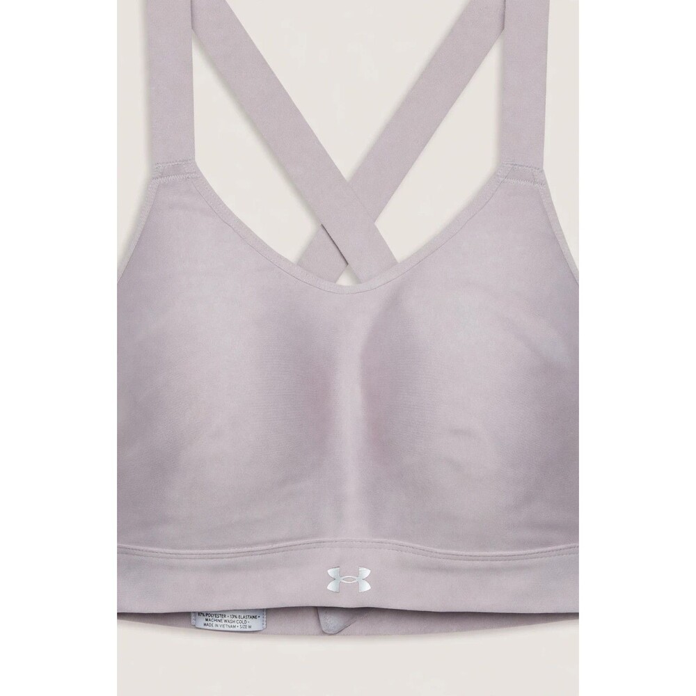 Under Armour Sports Bra Womens L Lavender Crossback Adjustable Hook Molded Cups